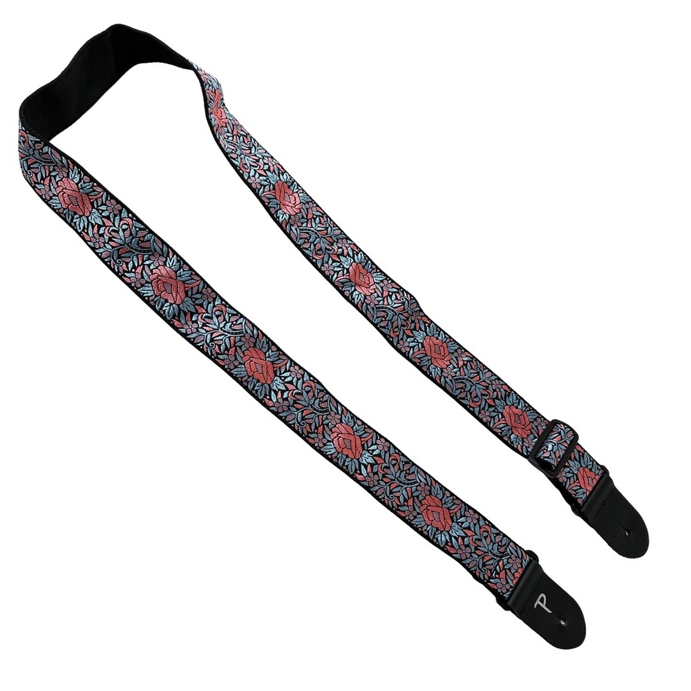 Floral Patterned Guitar Strap -‎ Black and Red